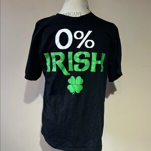 Black T-Shirt, Green Irish Print (Size Large) 26”x 19.5”